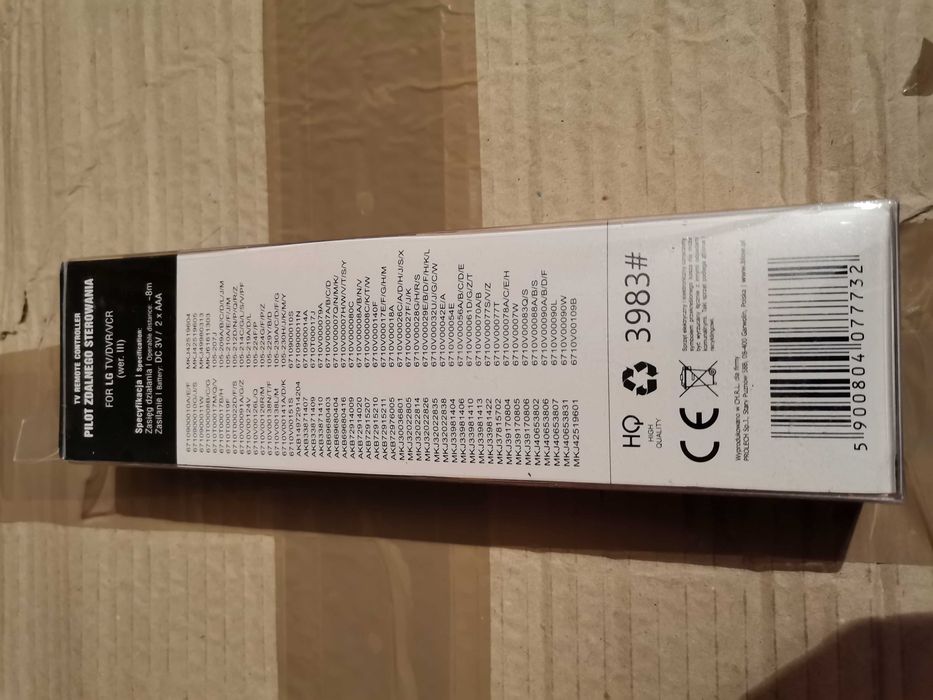 Pilot zdalnego sterowania dla LG TV/DVR/VCR (wer. III) 3983# remote c.