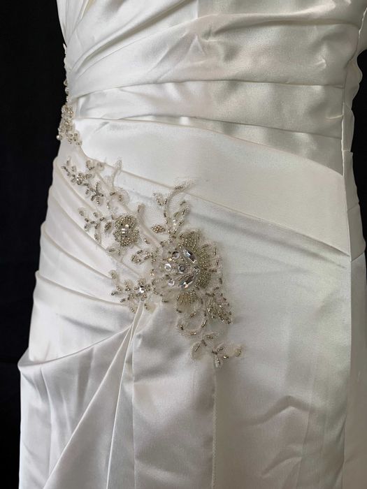 Nowa Suknia Ślubna Klasyczna Ivory M 38 Satyna Gorset Okazja Linia A