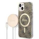 Zestaw Guess GUBPP14SH4EACSW Case+ Charger iPhone 14/6,1" brązowy/brow