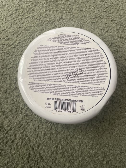 Reuzel 340g pomada matowa glinka do włosów 0410