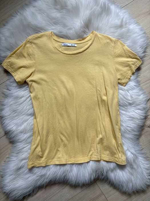 Żółta pastelowa lefties xs 34 krótki rękaw jednolity t-shift