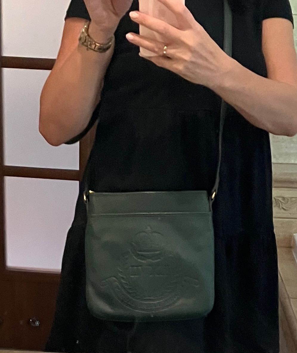 RALPH Lauren listonoszka skóra naturalna ciemna ziele