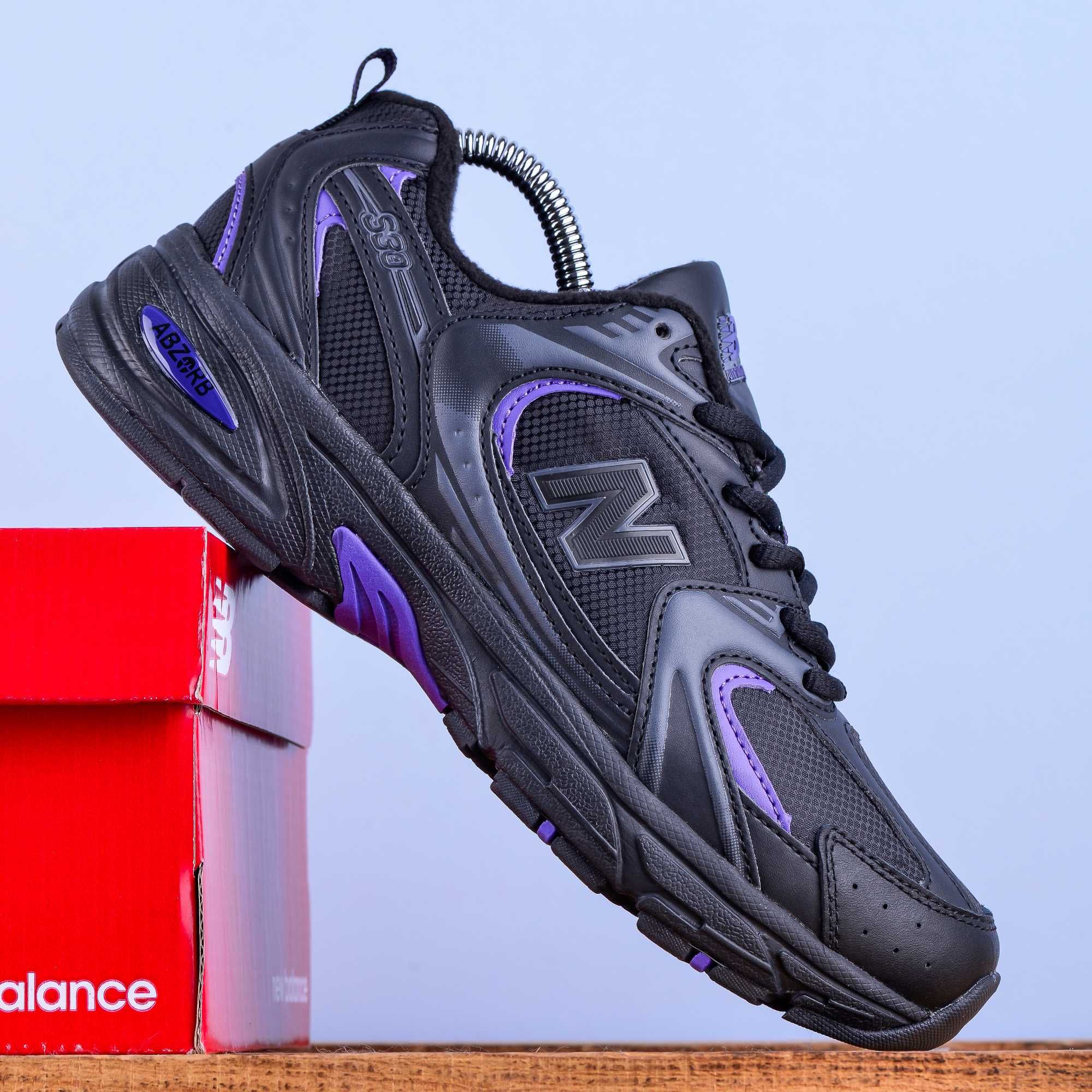(2001)ТЕРМО Зимові кросівки New Balance 530 чорні з фіолетовим (36-41)