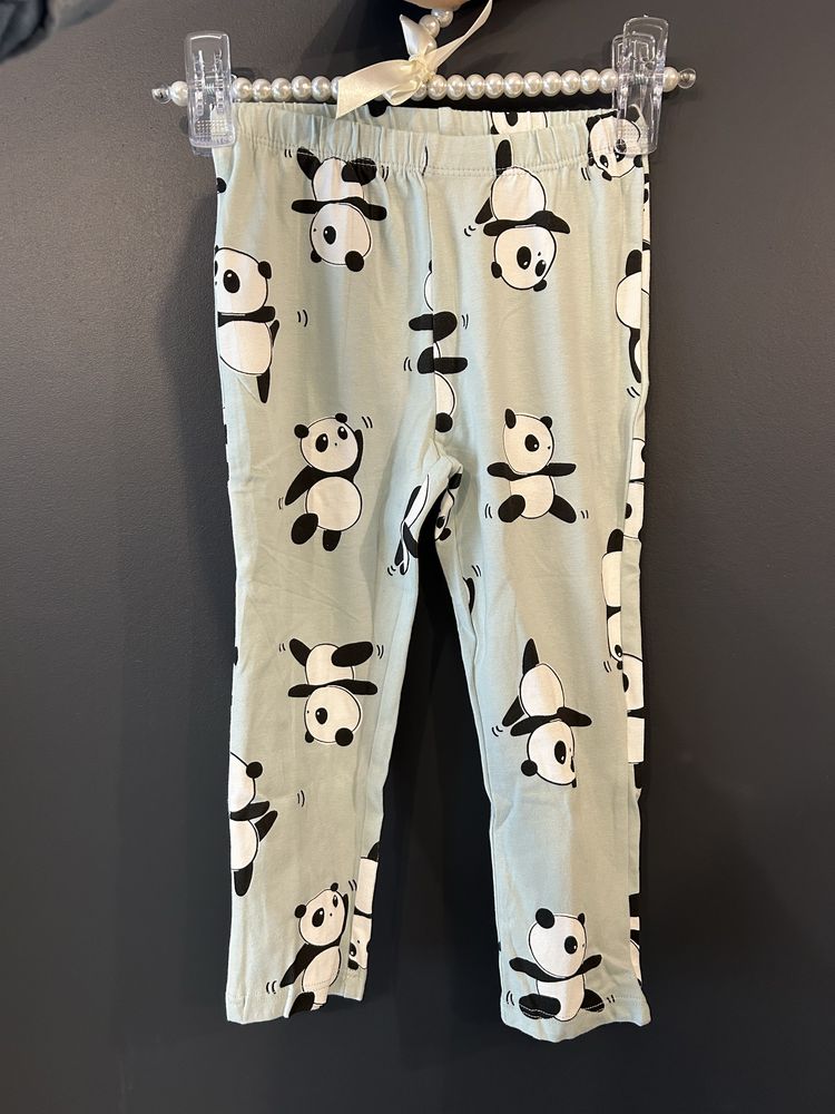 Bawełniana piżama bluzka i spodnie w pandy Zara r.98
