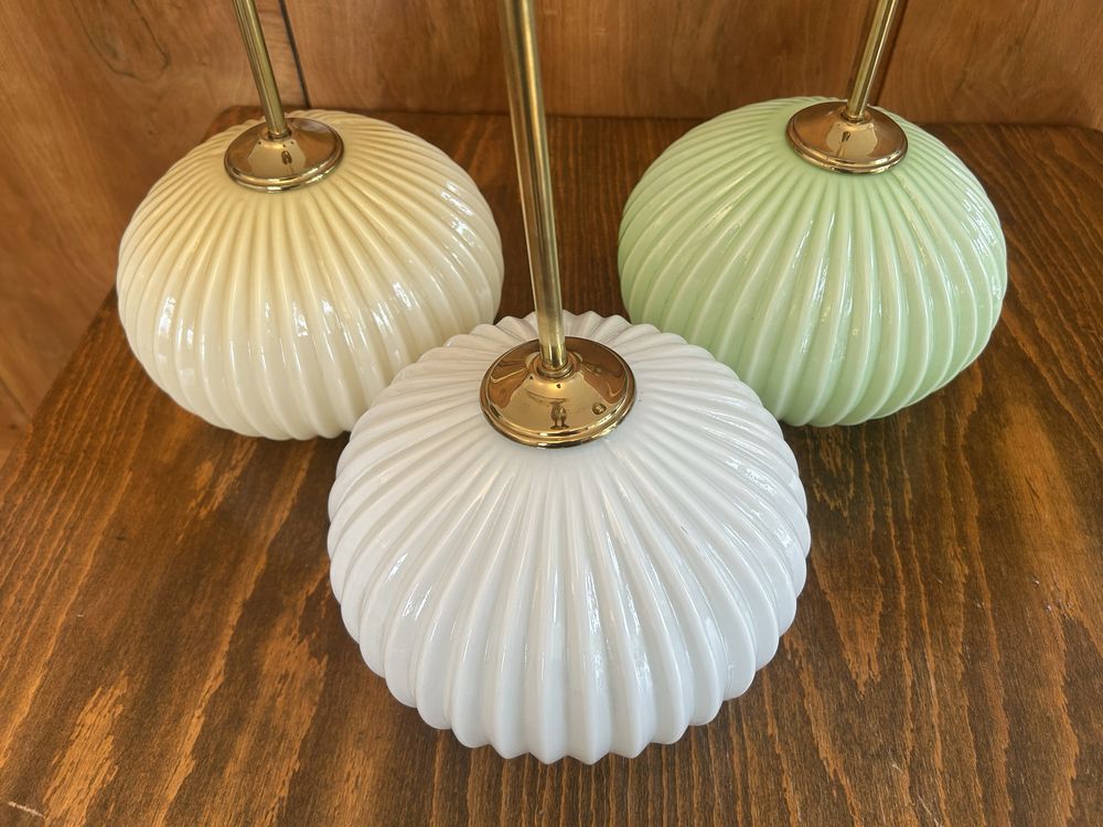 Stara lampa art deco szklany klosz żyrandol