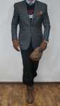 Blezer/Marynarka Cavani Roz. S-M Kolor Szary Granatowa Krata Slim Fit