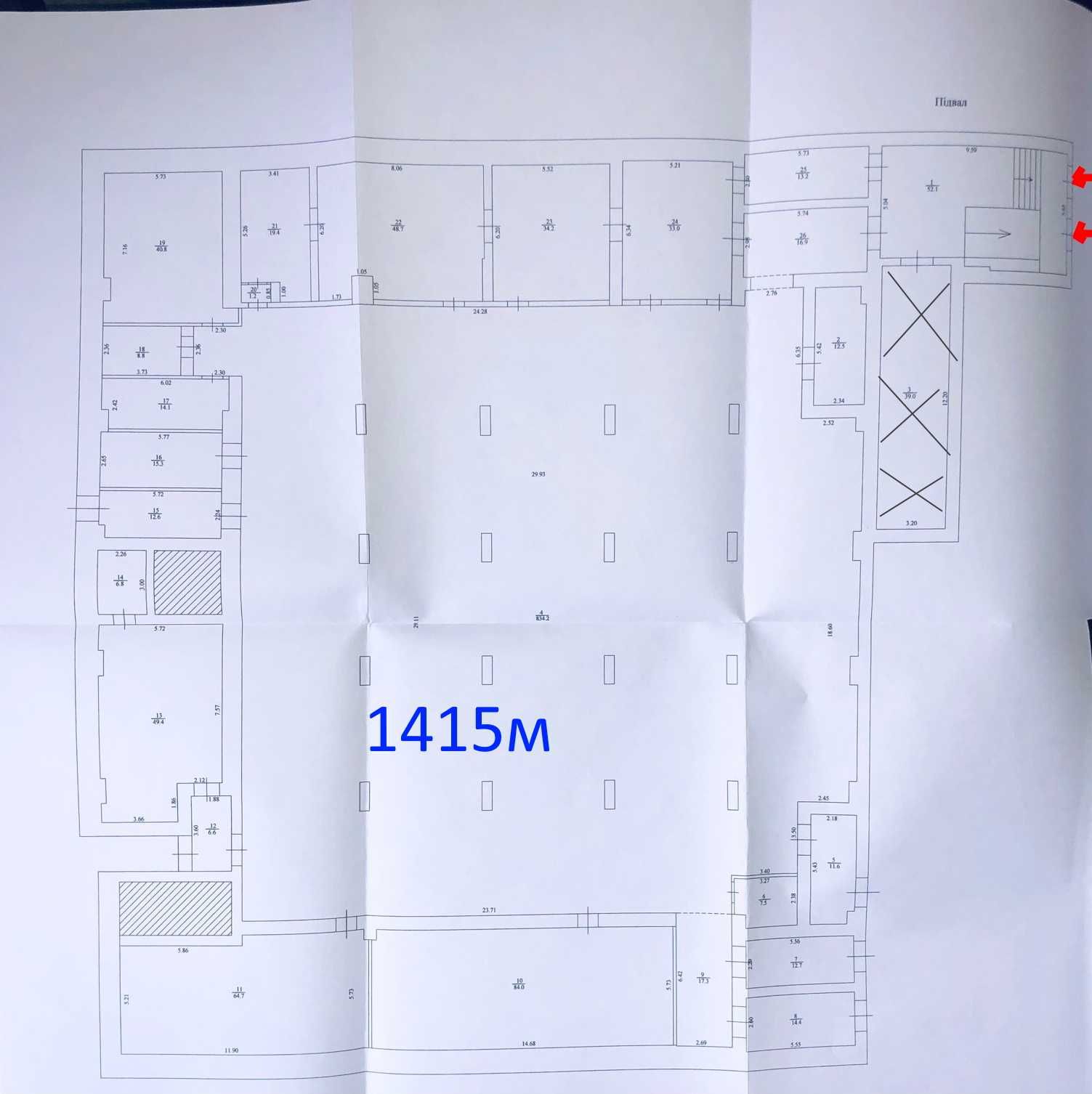Без комиссии. Сдам подвальное помещение 1415м и офис 98м, р-н м.Левада