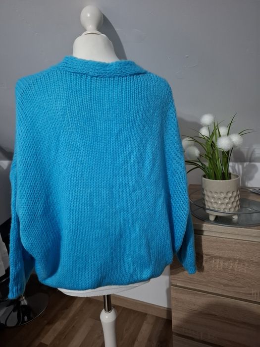 Nowy turkusowy sweter złote guziki uniwersalny  S M L