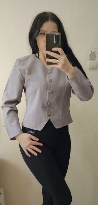 Elegancki krótki żakiet na guziki vintage rozmiar L / 40 / 12 fiolet l