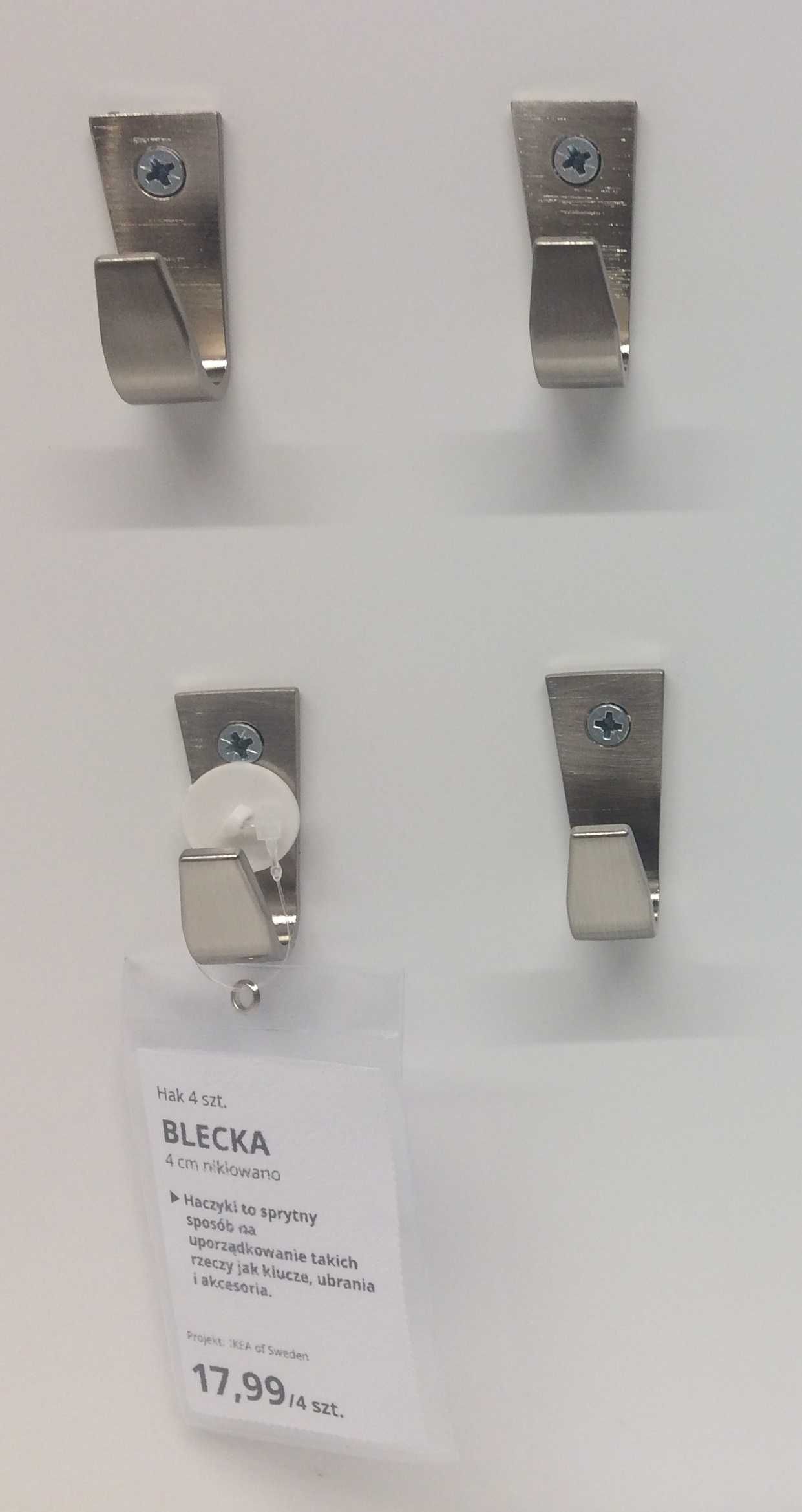 6 x BLECKA stalowe haczyki z IKEA, nowe, negocjuj