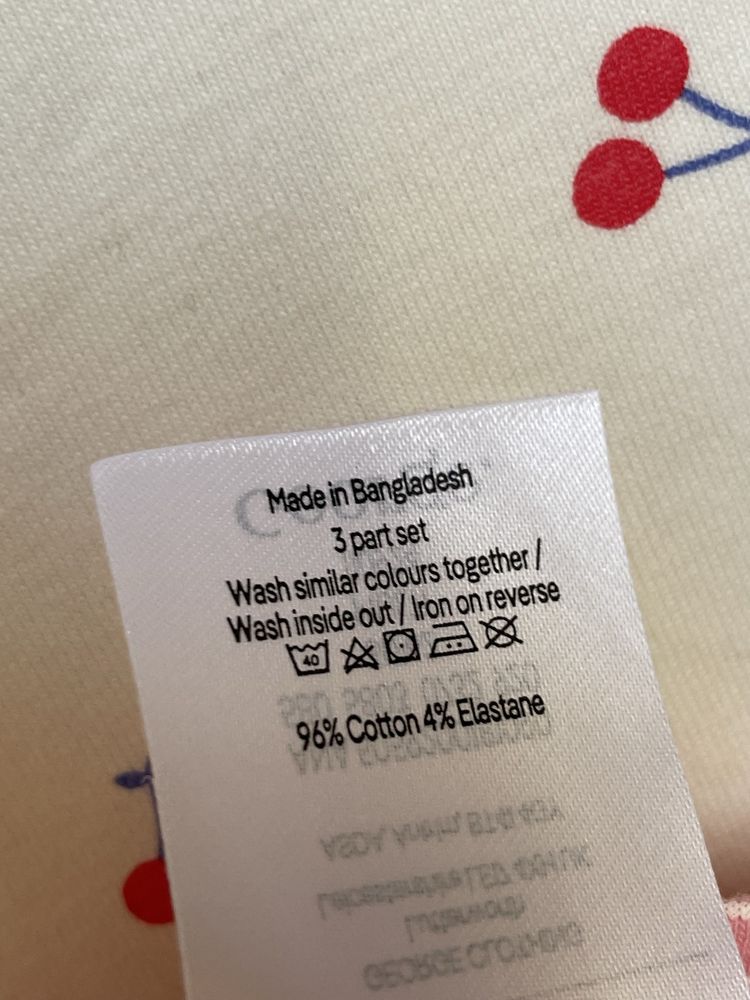 110-116 George zestaw 6pak koszulki z falbankami + legginsy kolarki UK