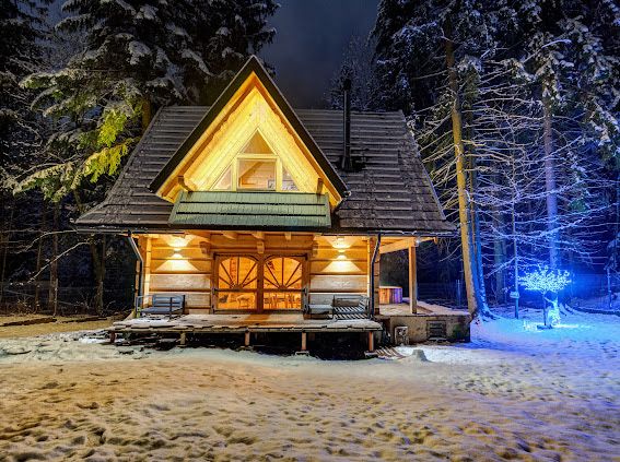 ZAKOPANE - drewniany domek z bali w lesie z gorącym jacuzzi 1-8 osob