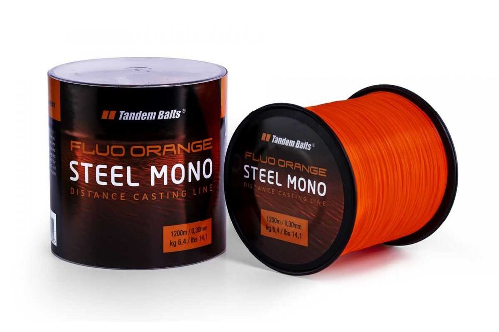 Żyłka Tandem Baits Steel Mono Fluo pomarańczowy 1200 m / 0.35 mm