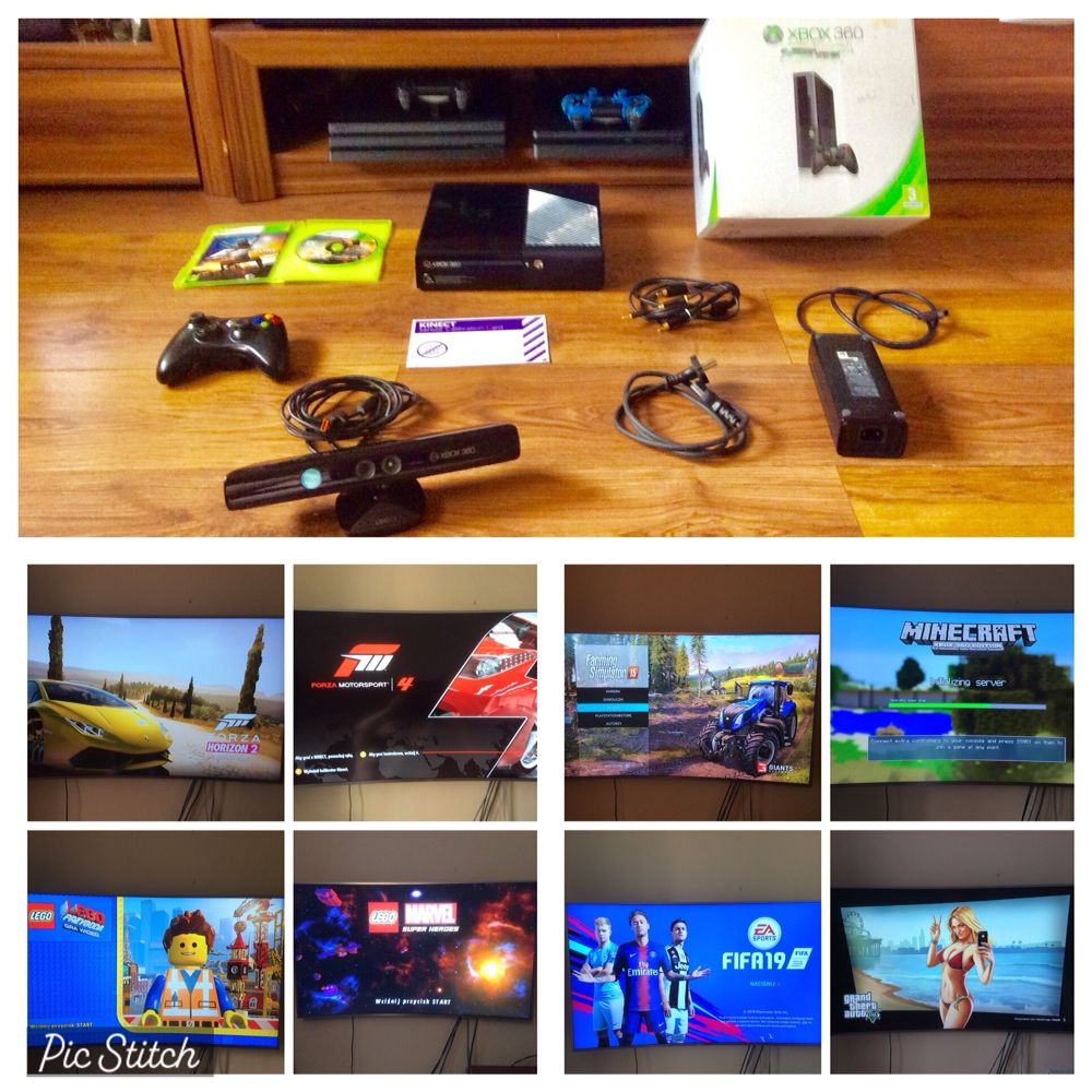 KONSOLA Xbox360+Sensor Kinect.Minecraft|Farming|Fifa19|GTA