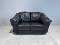 Чорний шкіряний диван - двійка / Шкіряні дивани / меблі COMFORT LIFE