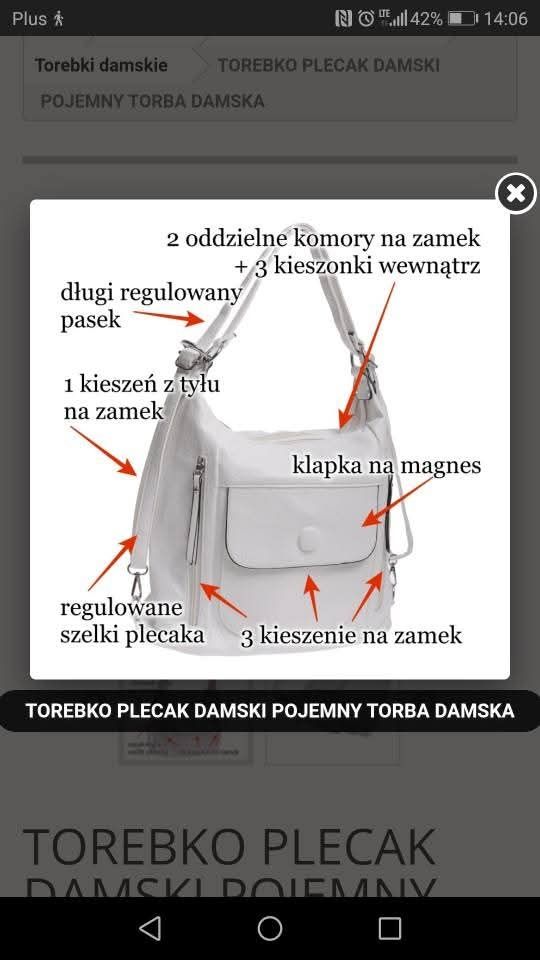 Torebka która można jako plecak nowa