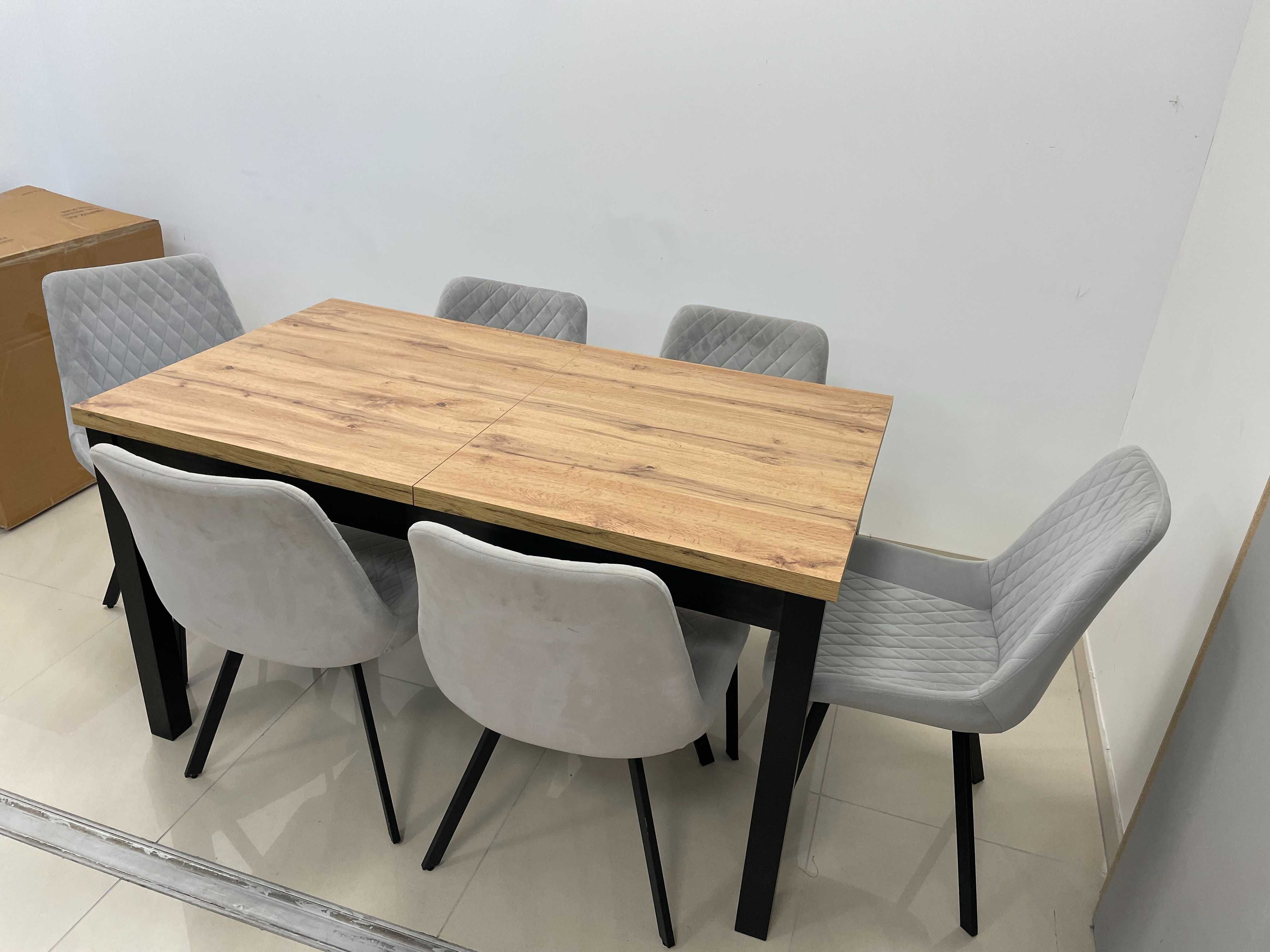 (574) Stół loft rozkładany + 6 krzeseł, okazja 1600 zł nowe!