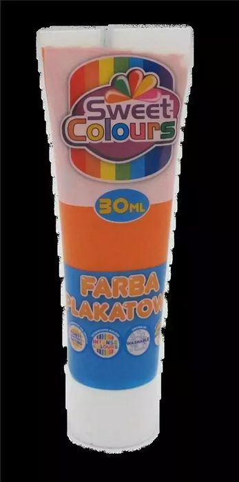 Farba plakatowa w tubie oranż 30ml. Sweet colours. Nowy Produkt