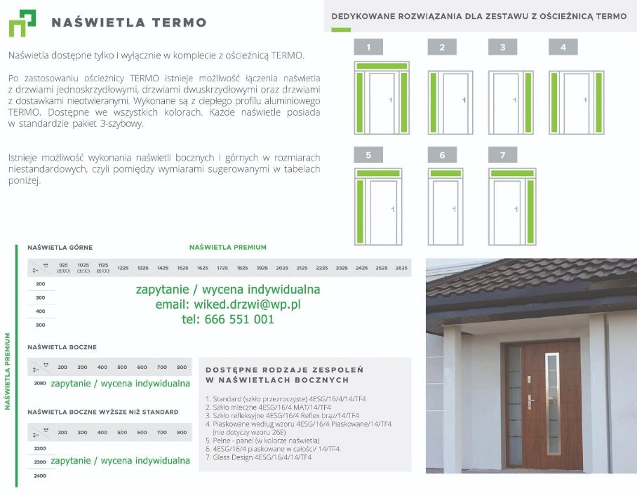 Drzwi zewnętrzne z naświetlami Wikęd Premium termo 142,5 x 228