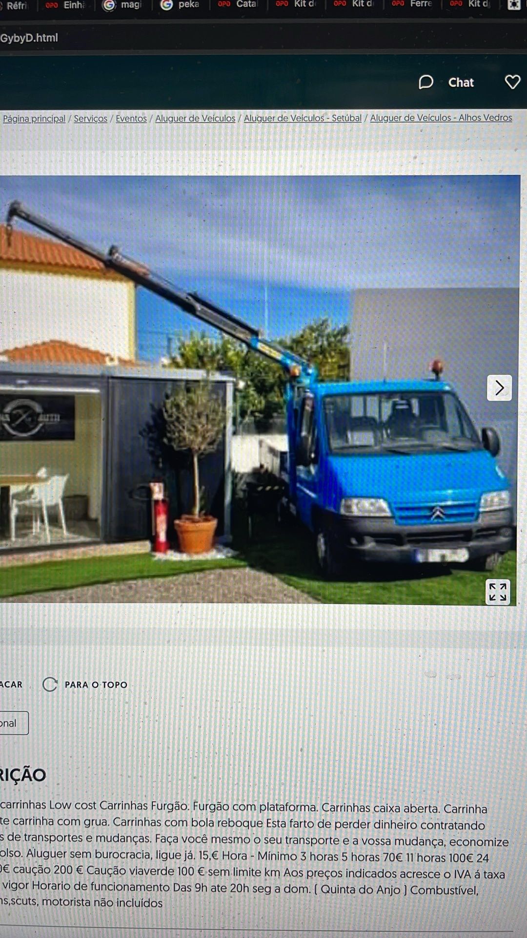 Aluguer carrinhas curta duração