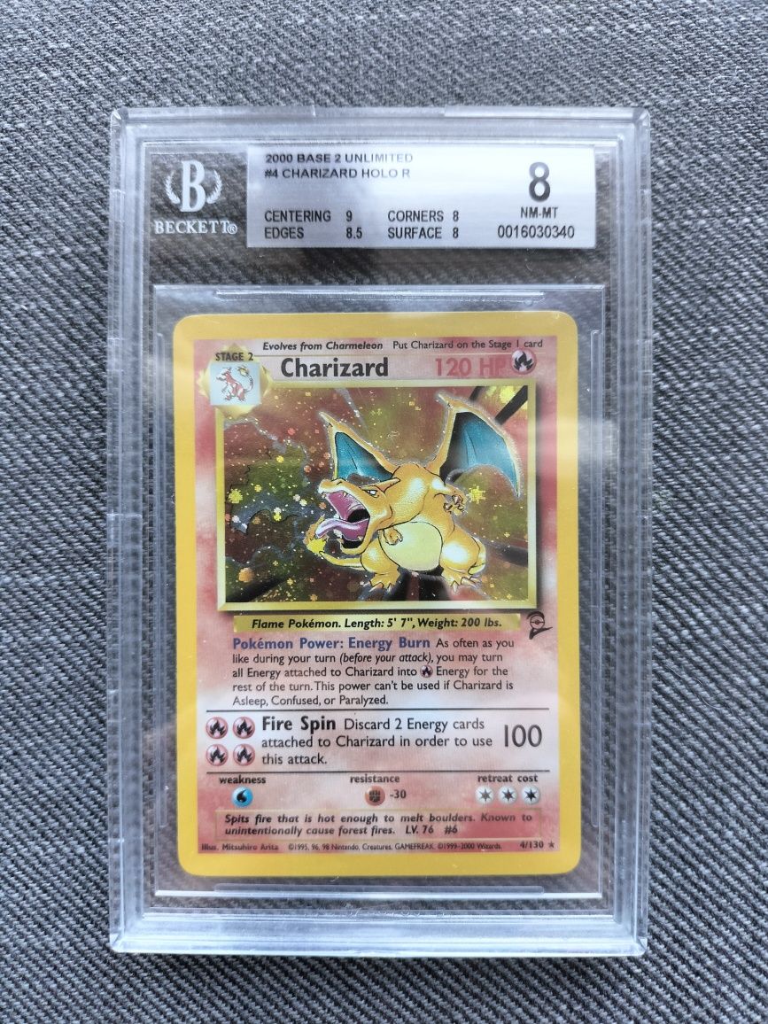 Karta Pokemon Charizard BS2 BGS 8