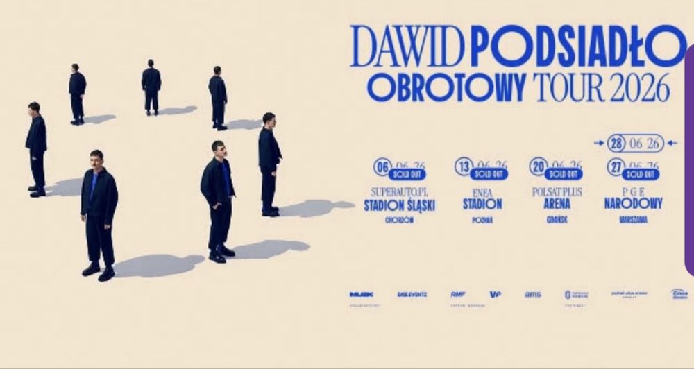 2 bilety Dawid Podsiadlo  OBROTOWY TOUR  2026 Poznan 13 czerwiec
