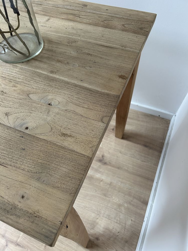 stolik drewniany TEAK lite drewno kuchenny stół mały 75x75cm