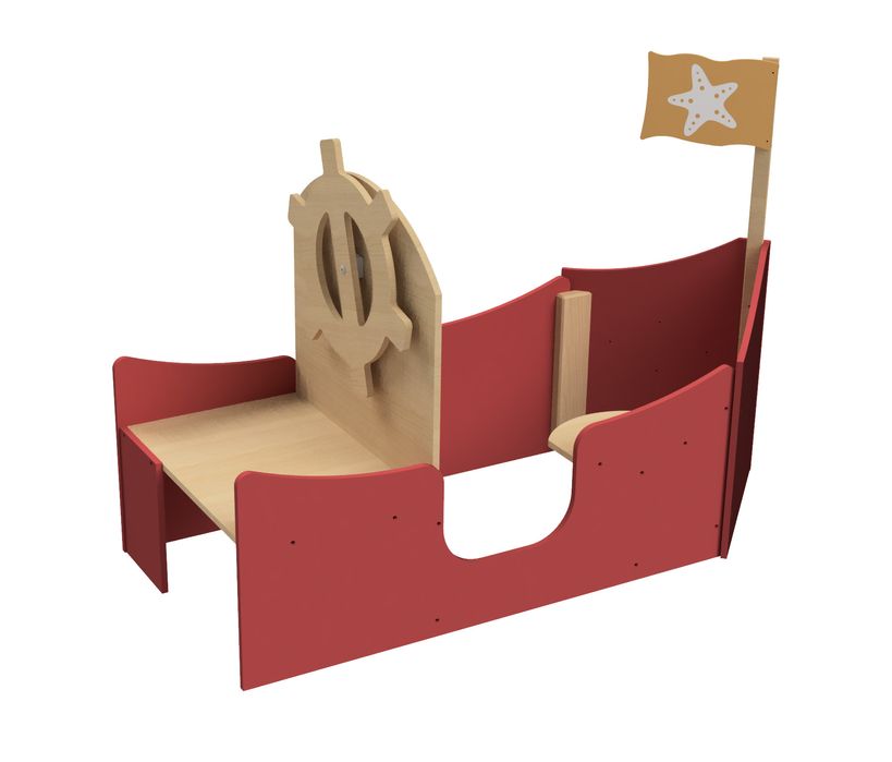 Drewniany statek czerwony meble dla dzieci łódka wyposażenie  Micki,