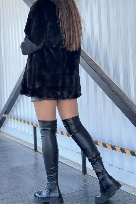 Женская эко шуба черная