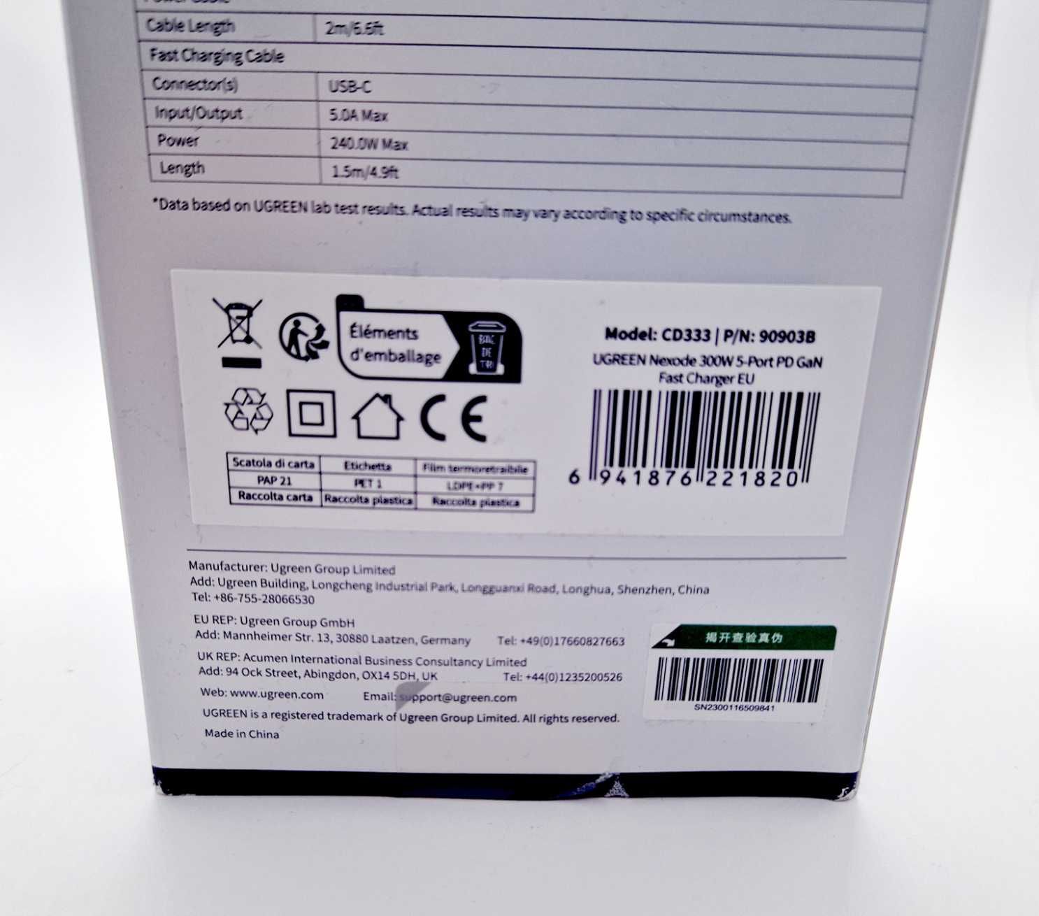 UGREEN Nexode 300W 5-Port PD GaN Fast Charger CD333