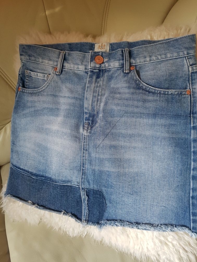 Spódnica spódniczka River Island M jeans jeansowa przetarcia
