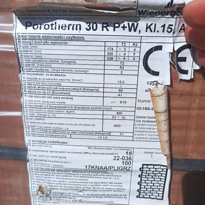 Wienerberger pustak porotherm 30 1/2 połówki