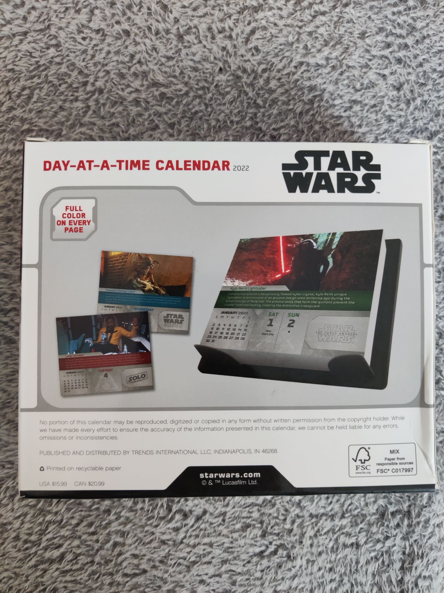 Kalendarz Zdzierak Star Wars Gwiezdne Wojny 2022 ENG
