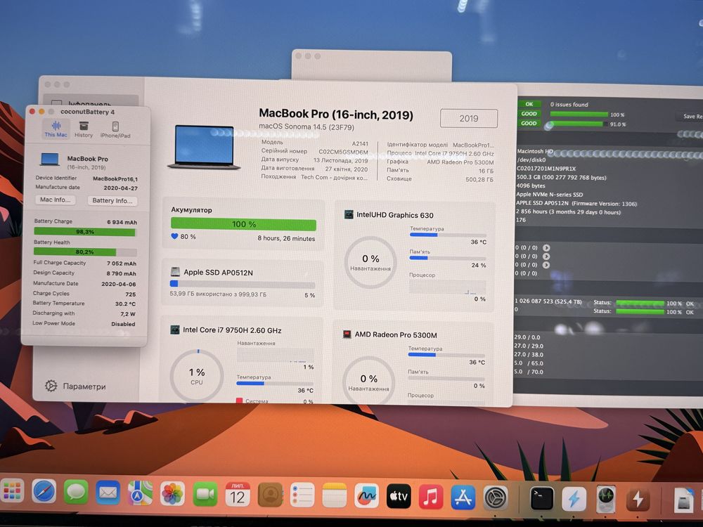 Apple Macbook Pro A2141 16 Mid 2019 (2020) i7-9750H/16GB /512GB /5300M