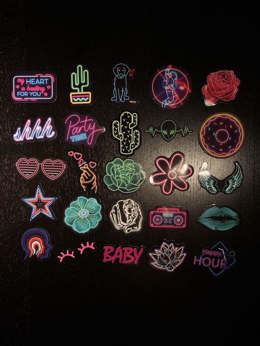 100 Autocolantes Stickers Neon