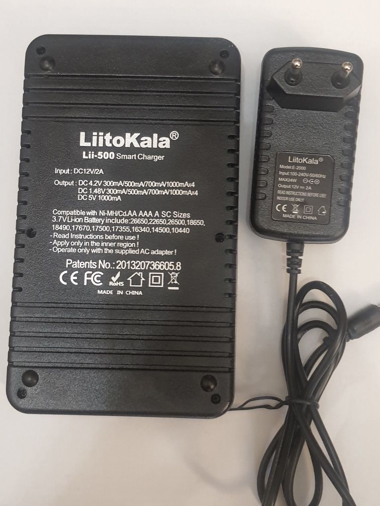 Зарядное LiitoKala Lii-500 с блоком питания 2А Оригинальный.