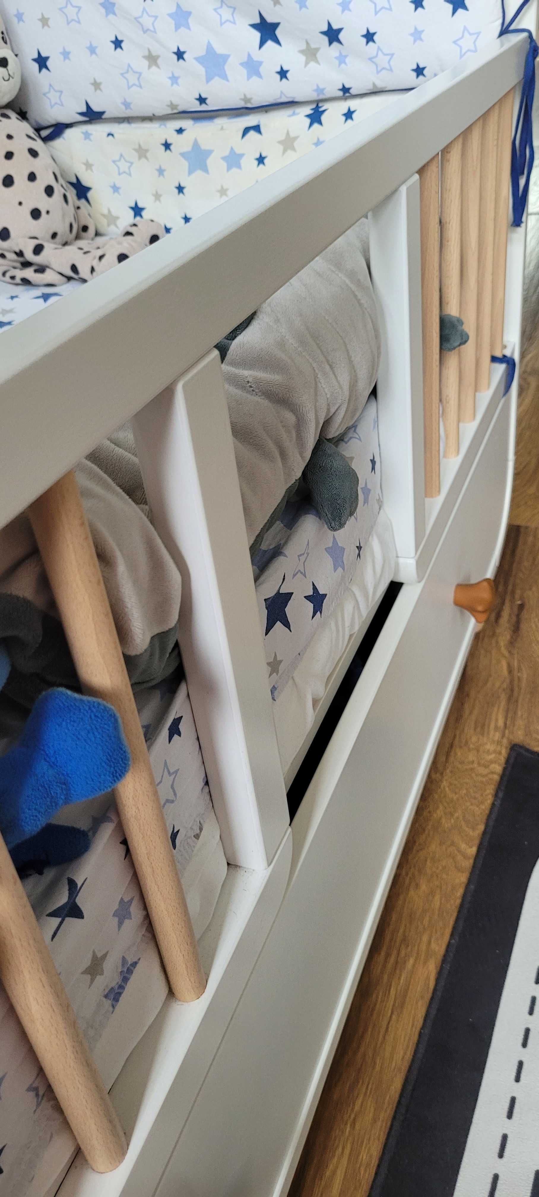 Łóżeczko dla dziecka z szufladą Ikea białe 60x120 plus materac