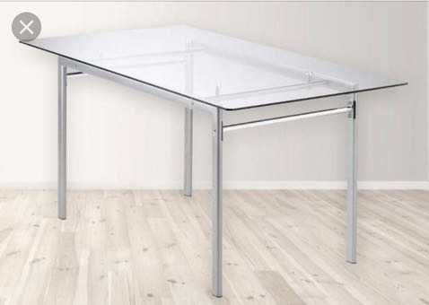 Stół z Jysk, szklany blat na metalowych nogach (szare) 160x90 wys.76cm