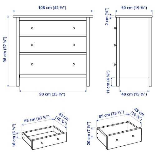 HEMNES Komoda IKea 3 szufl biała bejca 108x96 Nowa w kartonach