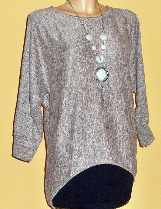 Sweter oversize asymetryczny z dzianiny rozmiar 38/40