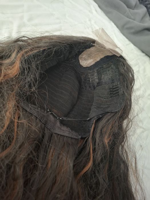 Długa gęsta peruka fale brąz lace front premium synthetic hair Brown w
