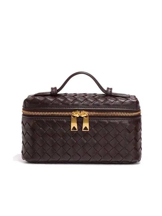 Жіноча плетена трендова сумка колір бургунді