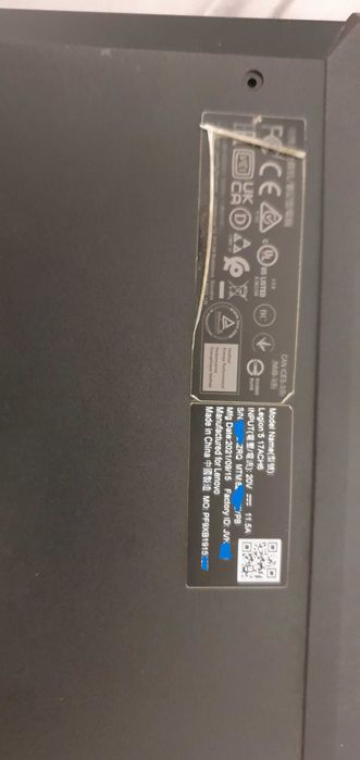 laptop lenovo legion 5 17ach6h uszkodzony