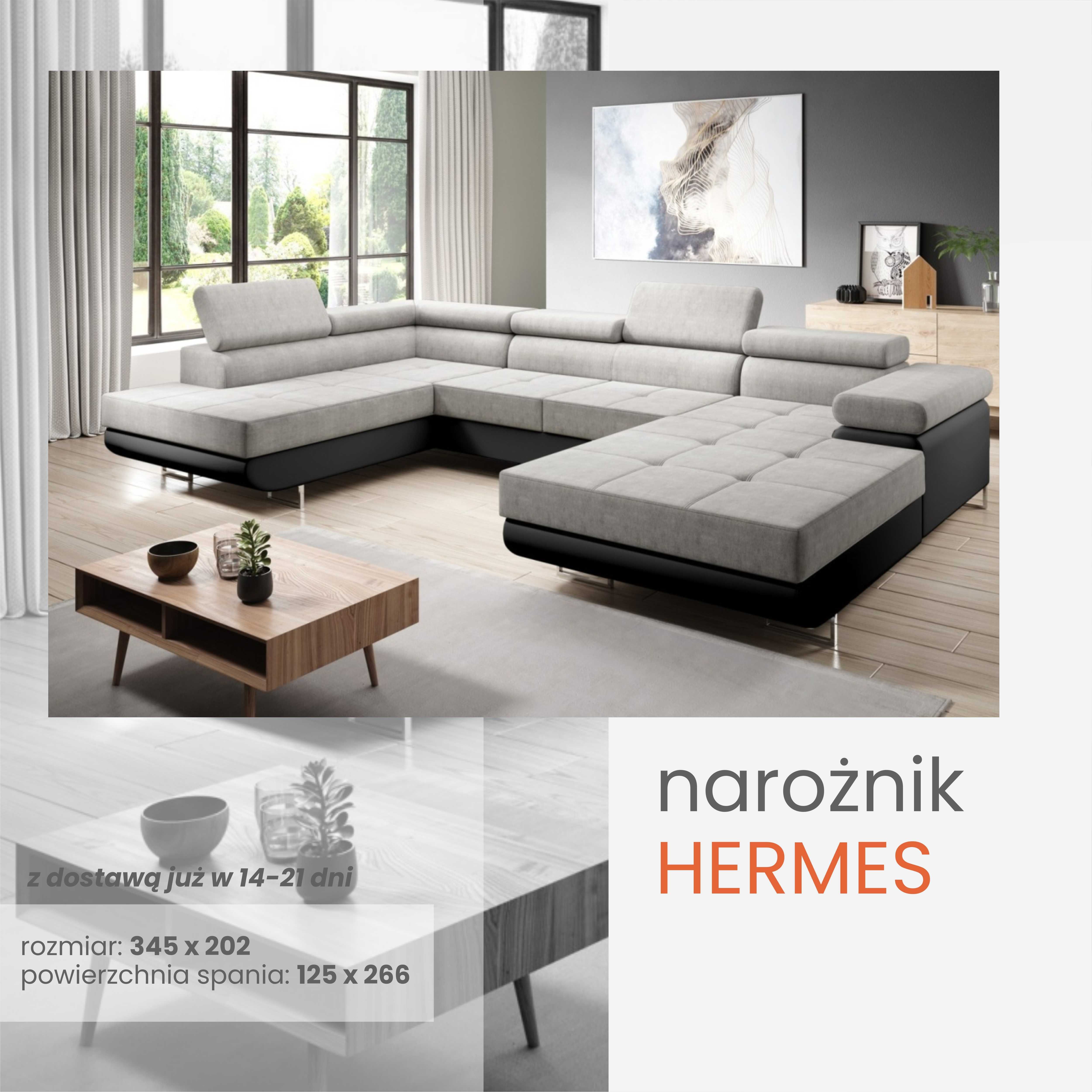 Narożnik Hermes z funkcja spania MAXI - Dostawa Gratis !!!