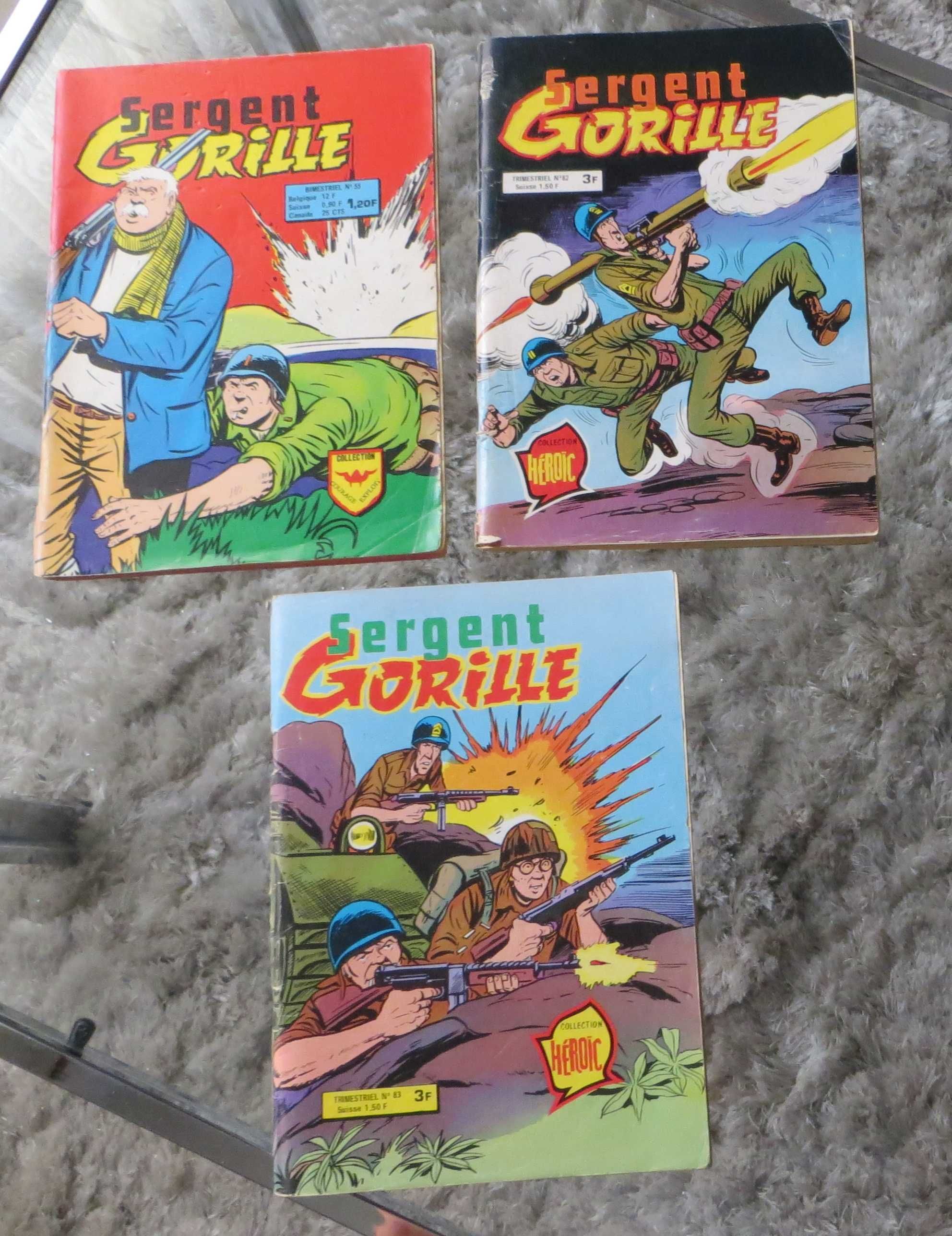 BD Sargent Gorille Nºs 51, 82 e 83 de 1981 Francês 3 livros