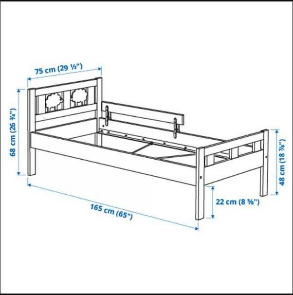 Cama criança - KRITTER com colchão e estrado -  165x75
