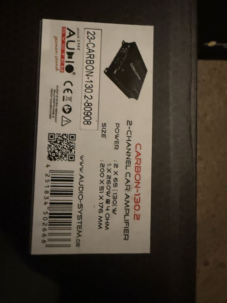 Wzmacniacz do auta niemieckiej firmy AUDIO SYSTEM carbon-130.2 260 w