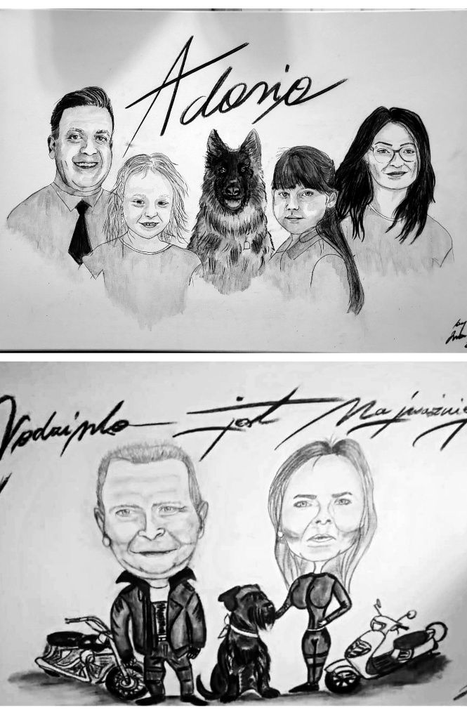 Karykatury obraz na zamówienie rocznica portret rodzinny komunia ślub