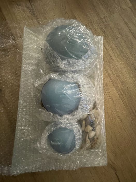 Set de 3 velas com prato em cor azul