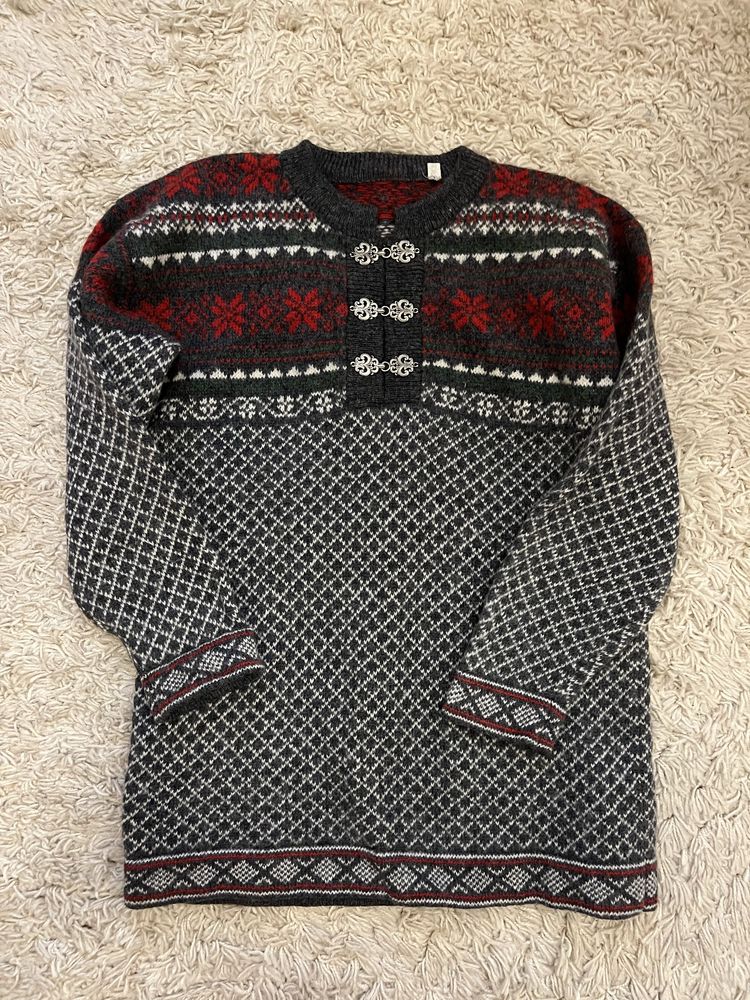 Sweter norweski 100% wełna 34/36 damski